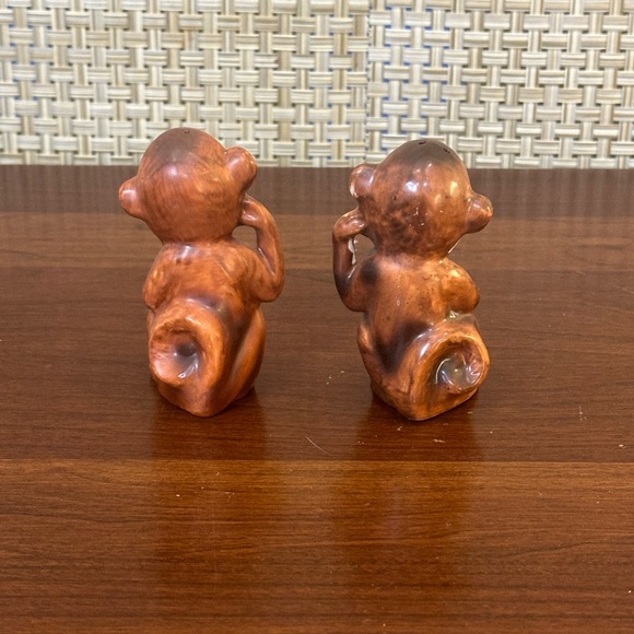 🌟HP🌟VTG 1950s Ceramic Monkeys Eating Ice Cream Cone Salt & Pepper Japan - Picture 9 of 14